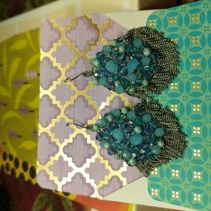 Pierced  blue beads on Silvertone earrings